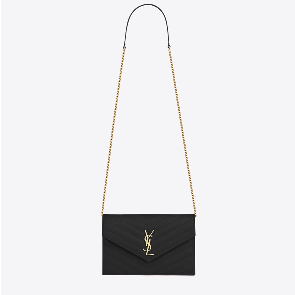 YSL Black w/ Gold Chain Crossbody Clutch